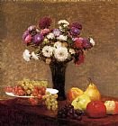 Asters and Fruit on a Table by Henri Fantin-Latour